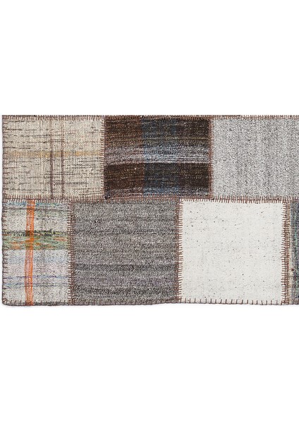Kahverengi Patchwork Etnik Modern Desenli Yün Hav Toz Vermez Leke Tutmayan Salon Yolluk Mutfak El Dokuma Halı fırsatları