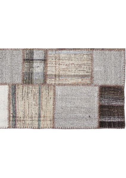 Kahverengi Patchwork Etnik Modern Desenli Yün Hav Toz Vermez Leke Tutmayan Salon Yolluk Mutfak El Dokuma Halı indirimleri