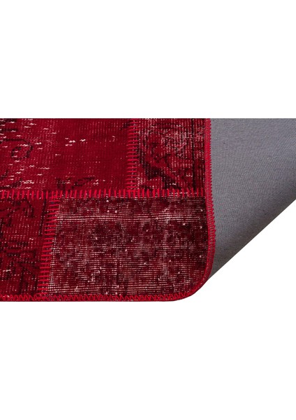 Kırmızı Patchwork Etnik Modern Desenli Yün Hav Toz Vermez Leke Tutmayan Salon Yolluk Mutfak El Dokuma Halı fiyatları