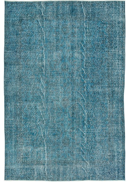 Epir Turkuaz Eskitme Yün Modern Desenli Yün Hav Toz Vermez Leke Tutmayan Salon Yolluk Mutfak El Dokuma Halı