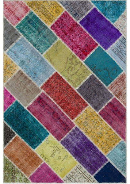 Iskece Bej Patchwork Etnik Modern Desenli Yün Hav Toz Vermez Leke Tutmayan Salon Yolluk Mutfak El Dokuma Halı