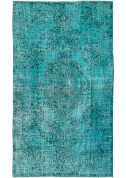 Atina Turkuaz Eskitme Yün Modern Desenli Yün Hav Toz Vermez Leke Tutmayan Salon Yolluk Mutfak El Dokuma Halı