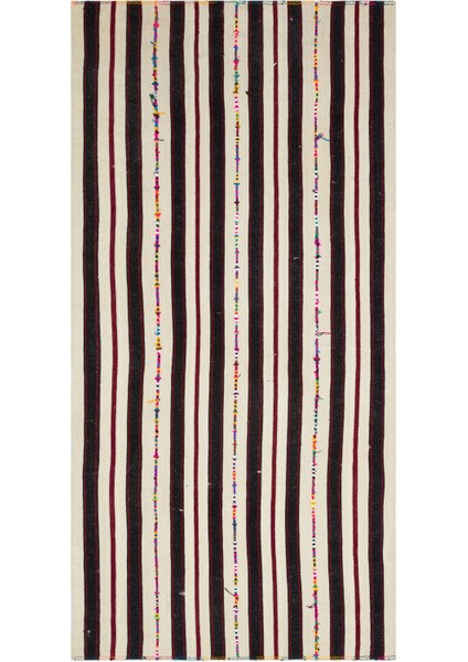 Girit Bej Çizgili Yün Modern Desenli Yün Hav Toz Vermez Leke Tutmayan Salon Yolluk Mutfak El Dokuma Halı