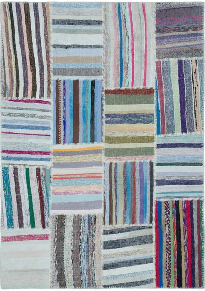 Girit Bej Çizgili Yün Modern Desenli Yün Hav Toz Vermez Leke Tutmayan Salon Yolluk Mutfak El Dokuma Halı