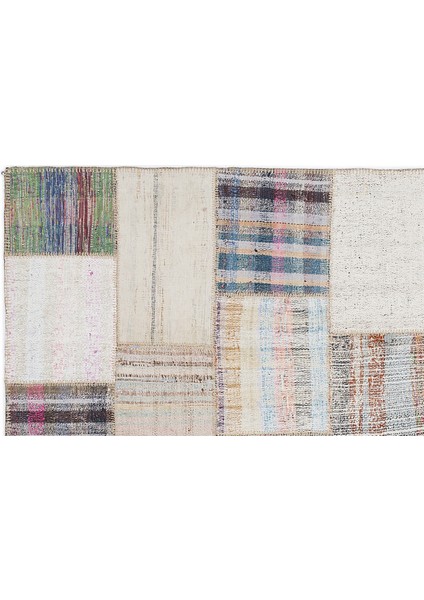 Bej Patchwork Etnik Modern Desenli Yün Hav Toz Vermez Leke Tutmayan Salon Yolluk Mutfak El Dokuma Halı fiyatları