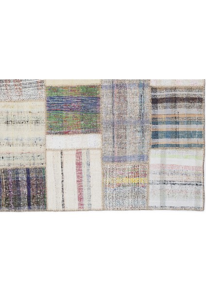 Bej Patchwork Etnik Modern Desenli Yün Hav Toz Vermez Leke Tutmayan Salon Yolluk Mutfak El Dokuma Halı indirimleri