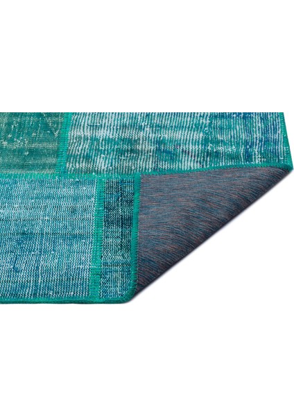 Turkuaz Patchwork Yün Modern Desenli Yün Hav Toz Vermez Leke Tutmayan Salon Yolluk Mutfak El Dokuma Halı fiyatları
