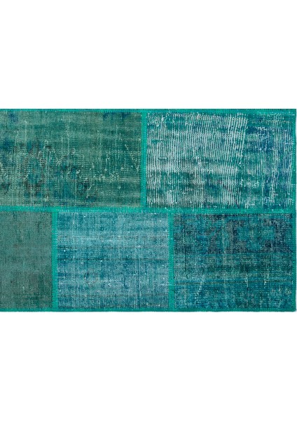 Turkuaz Patchwork Yün Modern Desenli Yün Hav Toz Vermez Leke Tutmayan Salon Yolluk Mutfak El Dokuma Halı fırsatları