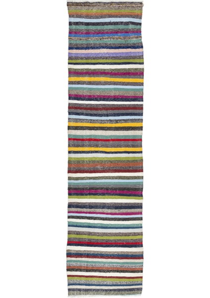 Girit Bej Çizgili Yün Modern Desenli Yün Hav Toz Vermez Leke Tutmayan Salon Yolluk Mutfak El Dokuma Halı