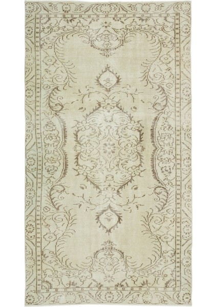 Girit Bej Çizgili Yün Modern Desenli Yün Hav Toz Vermez Leke Tutmayan Salon Yolluk Mutfak El Dokuma Halı