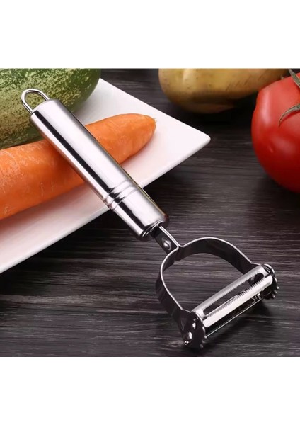 Pratik Paslanmaz Çelik Çift Jülyen Patates Meyve ve Sebze Soyucu