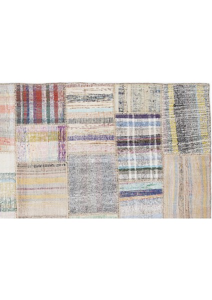 Bej Patchwork Etnik Modern Desenli Yün Hav Toz Vermez Leke Tutmayan Salon Yolluk Mutfak El Dokuma Halı modelleri