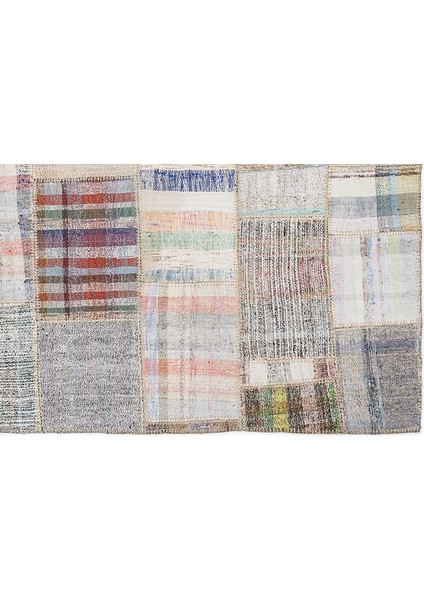 Bej Patchwork Etnik Modern Desenli Yün Hav Toz Vermez Leke Tutmayan Salon Yolluk Mutfak El Dokuma Halı indirimleri