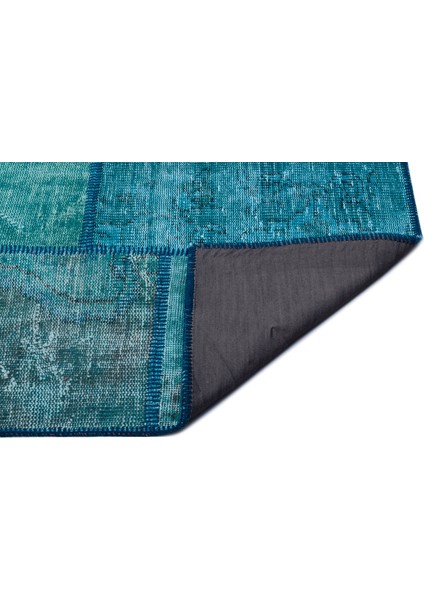 Turkuaz Patchwork Etnik Modern Desenli Yün Hav Toz Vermez Leke Tutmayan Salon Yolluk Mutfak El Dokuma Halı fiyatları