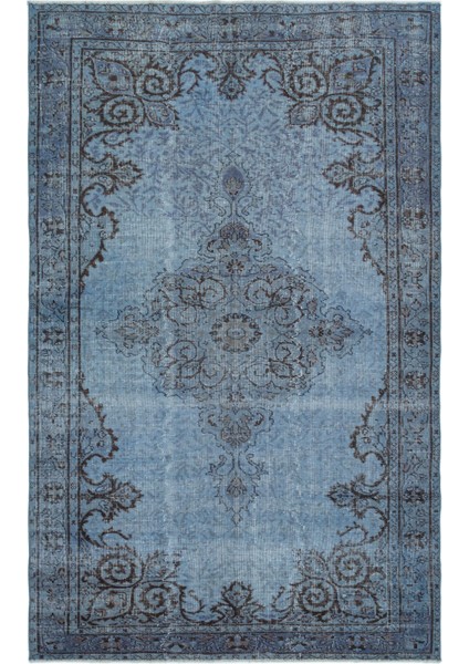 Atina Turkuaz Eskitme Yün Modern Desenli Yün Hav Toz Vermez Leke Tutmayan Salon Yolluk Mutfak El Dokuma Halı