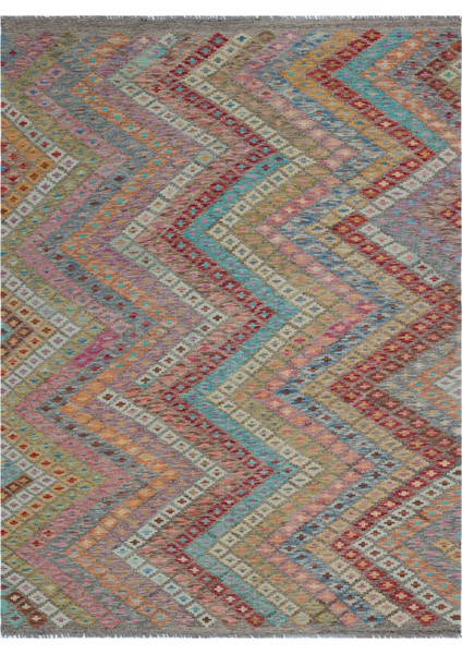 Girit Kahverengi Geometrik Yün Modern Desenli Yün Hav Toz Vermez Leke Tutmayan Salon Yolluk Mutfak El Dokuma Halı