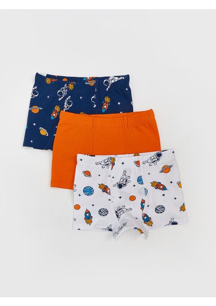 Yeni Sezon Beli Lastikli Erkek Cocuk Penye Boxer 3'lu - W52031Z1