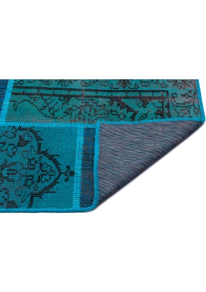 Turkuaz Patchwork Yün Modern Desenli Yün Hav Toz Vermez Leke Tutmayan Salon Yolluk Mutfak El Dokuma Halı fiyatları