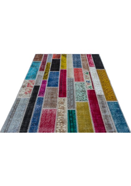 Mavi Patchwork Yün Modern Desenli Yün Hav Toz Vermez Leke Tutmayan Salon Yolluk Mutfak El Dokuma Halı modelleri