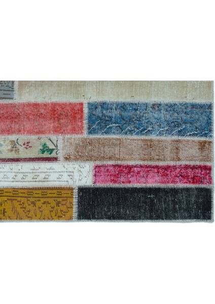 Mavi Patchwork Yün Modern Desenli Yün Hav Toz Vermez Leke Tutmayan Salon Yolluk Mutfak El Dokuma Halı fırsatları