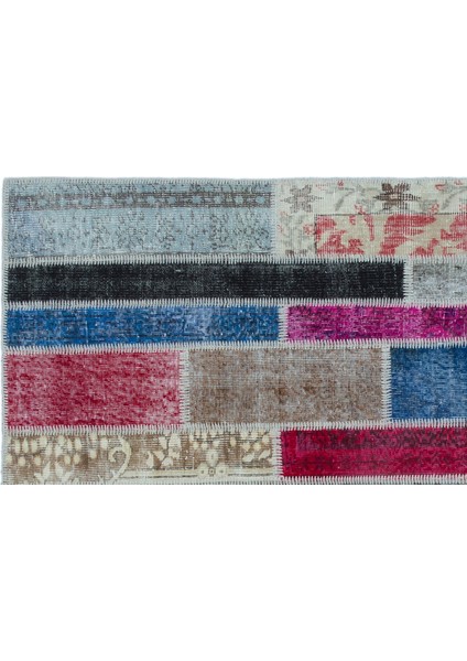 Mavi Patchwork Yün Modern Desenli Yün Hav Toz Vermez Leke Tutmayan Salon Yolluk Mutfak El Dokuma Halı indirimleri