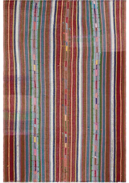 Girit Bej Çizgili Yün Modern Desenli Yün Hav Toz Vermez Leke Tutmayan Salon Yolluk Mutfak El Dokuma Halı