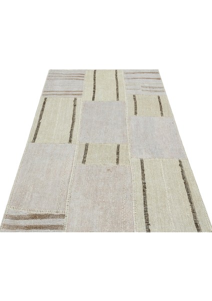 Teselya Bej Çizgili Yün Modern Desenli Yün Hav Toz Vermez Leke Tutmayan Salon Yolluk Mutfak El Dokuma Halı modelleri