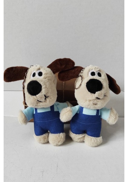 2 Adet Peluş Mavi Tulumlu Köpek Anahtarlık -13 cm - Oyuncak - Çanta Süsü - Doğum Günü Hediyesi