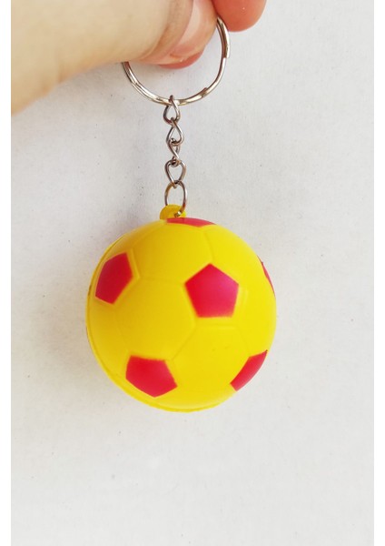 Sarı Kırmızı Yumuşak Futbol Topu Anahtarlık -5cm - Oyuncak -Sevgililer Günü, Doğum Günü