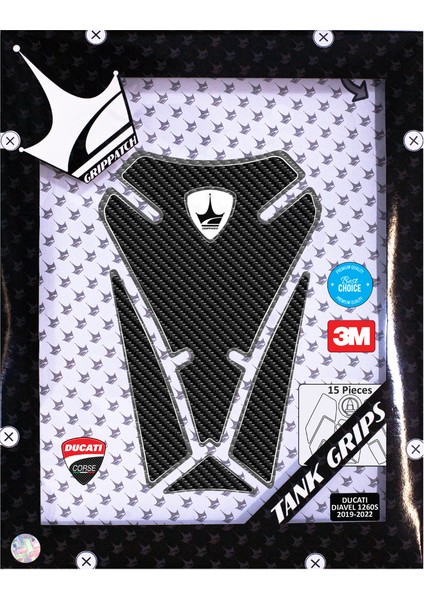 Ducati Diavel 1260S 2019-2022 ile Uyumlu Kaydırmaz 6d Karbon 15 Parça Tank Pad Seti GC78 fiyatları