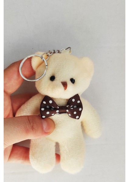 Peluş Krem Fiyonklu Ayıcık Anahtarlık -11CM - Oyuncak - Çanta Süsü - Doğum Günü fiyatları
