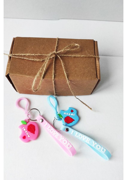 2 Adet Silikon Mavipembe Anahtarlık-16 cm - Oyuncak - Çanta Süsü - Doğum Günü Hediyesi