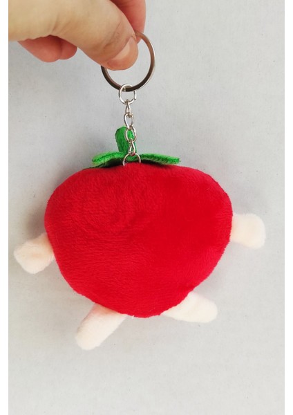 Peluş Kırmızı Kalp Çilek Anahtarlık -7cm - Oyuncak - Çanta Süsü - Doğum Günü-Sevgililer Günü modelleri