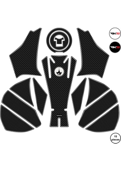 Rks A250 2023 ile Uyumlu Kaydırmaz 6d Karbon 15 Parça Tank Pad Seti GC79