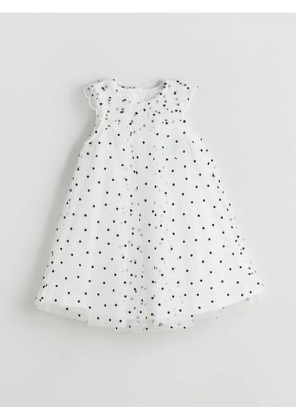 Lcw Baby Ekru Bisiklet Yaka Çiçekli Kız Bebek Elbise