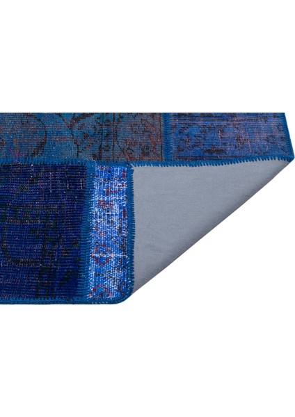 Teselya Turkuaz Patchwork Yün Modern Desenli Yün Hav Toz Vermez Leke Tutmayan Salon Yolluk Mutfak El Dokuma Halı fiyatları