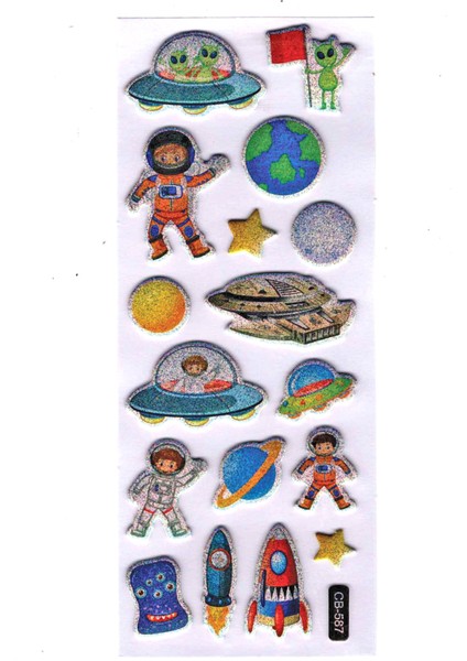 Sticker Kabartmalı Sticker Defter Planlayıcı Etiket (CB587) 16X7 Cm- Astronot Ufo fiyatları