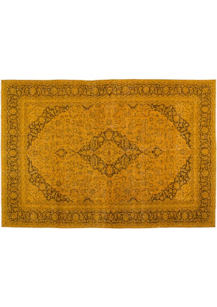 Sarı Göbekli Yün Modern Desenli Yün Hav Toz Vermez Leke Tutmayan Salon Yolluk Mutfak El Dokuma Halı