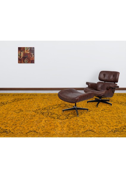 Sarı Göbekli Yün Modern Desenli Yün Hav Toz Vermez Leke Tutmayan Salon Yolluk Mutfak El Dokuma Halı fırsatları