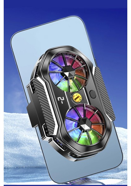Çift Fanlı Gaming Telefon Hava Soğutma Fanı Derece Göstergeli Radyatör Sessiz Fan Telefon Soğutucu