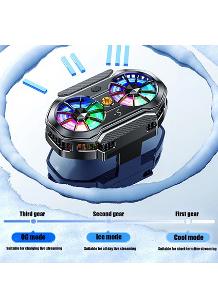 Çift Fanlı Gaming Telefon Hava Soğutma Fanı Derece Göstergeli Radyatör Sessiz Fan Telefon Soğutucu indirimleri