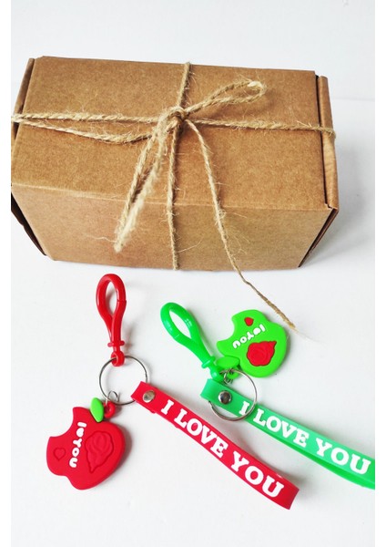 2 Adet Silikon Kırmızıyeşil Anahtarlık -16 cm - Oyuncak - Çanta Süsü - Doğum Günü Hediyesi