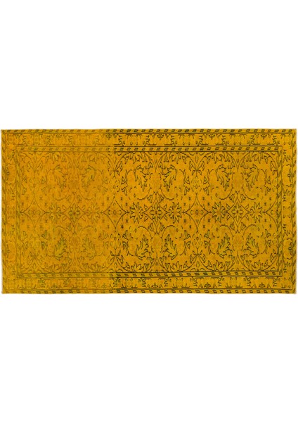 Sarı Çerçeveli Yün Modern Desenli Yün Hav Toz Vermez Leke Tutmayan Salon Yolluk Mutfak El Dokuma Halı