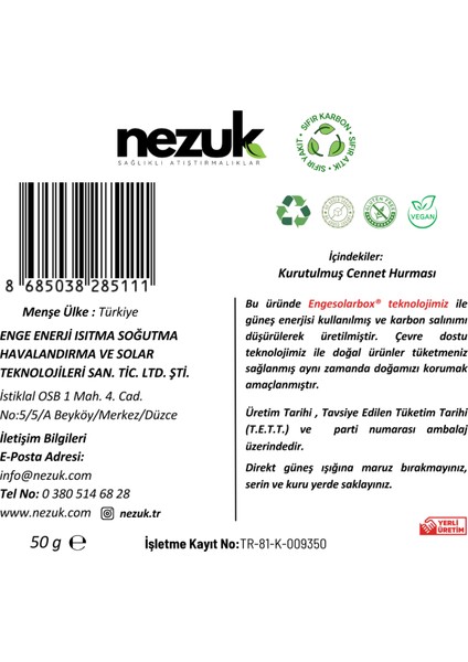 Kurutulmuş Doğal Cennet Hurması 50G Cips fırsatları
