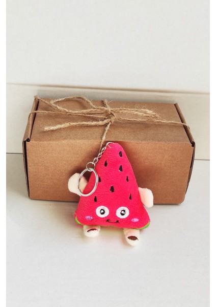 Peluş Pembe Üçgen Çilek Anahtarlık -10CM - Oyuncak - Çanta Süsü - Doğum Günü-Sevgililler Günü Hediye