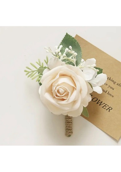 Çiçekten Kalbe Damat Yaka Çiçeği-Yaka Iğnesi