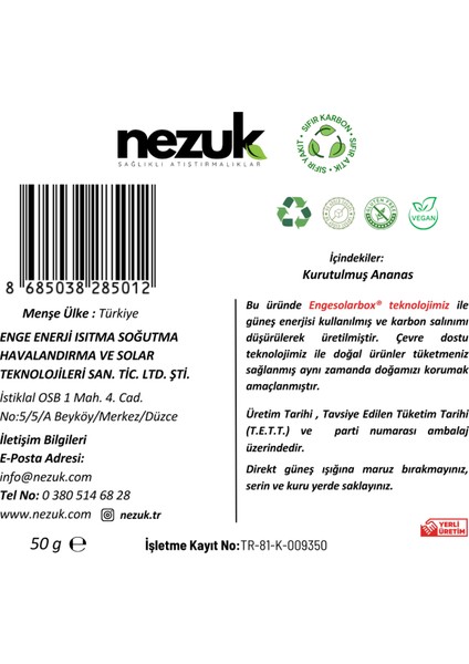 Kurutulmuş Doğal Ananas 50G fırsatları