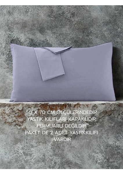 Pamuklu Düz Kumaştan Kapaklı Yastık Kılıfı 2 Adet