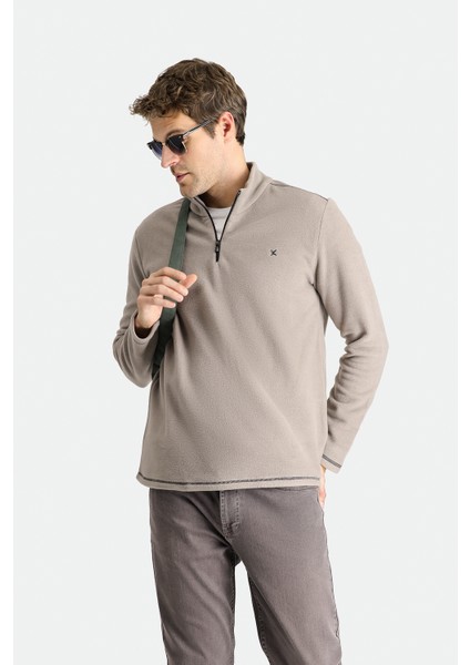 Yarım Fermuarlı Nakışlı Polar Sweatshirt fiyatları
