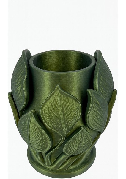 Yeşil Yaprak Desenli Dekoratif Vazo Salon Dekoru Botanik Desenli Vazo modelleri